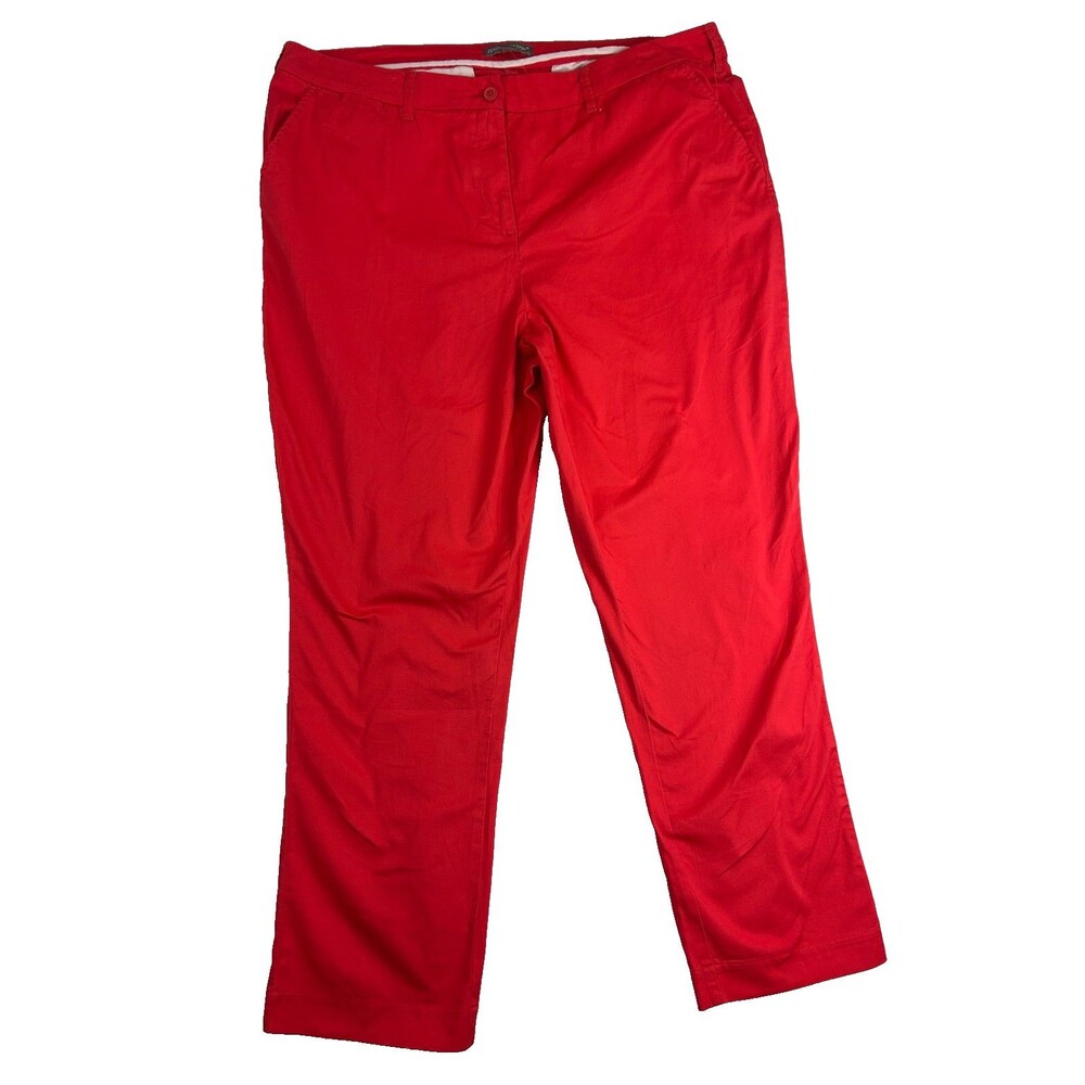 Jessica London Women’s Red Straight Leg Pants Size 20W Cotton Blend Ankle Career